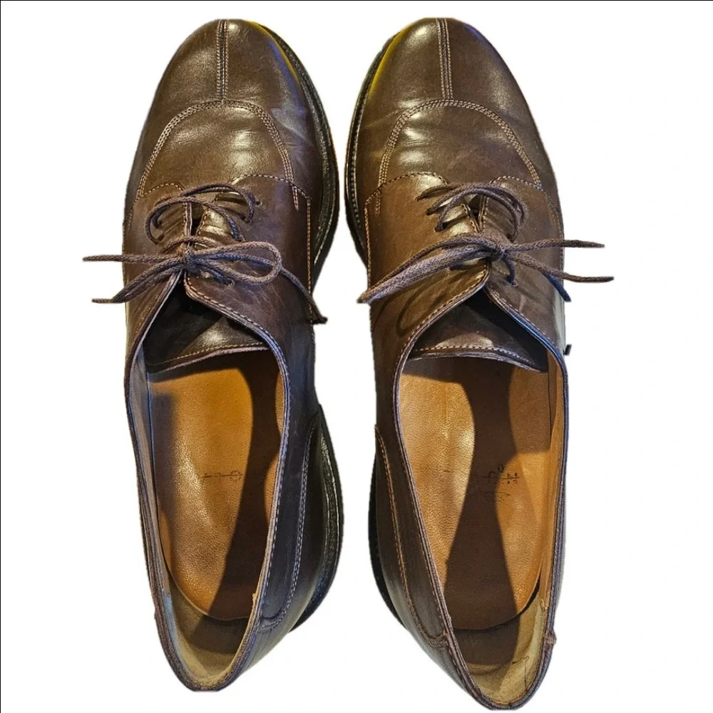 Santoni Nuvola Vintage Leather Derby Laceup Shoes Size 9.5